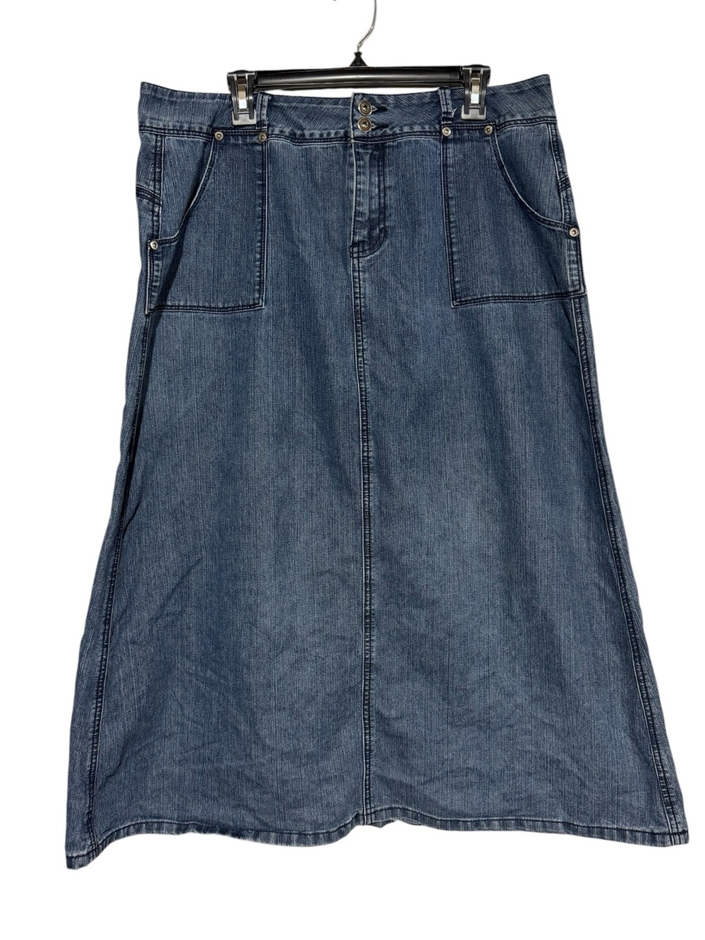 Baccini Long Modest Denim Jean Skirt Plus Size 16 A-line No Slit Midi Maxi Fall